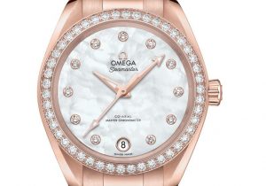 The 34 mm replica Omega Seamaster Aqua Terra 150 M 220.55.34.20.55.001 watches have white mother-of-pearl dials.