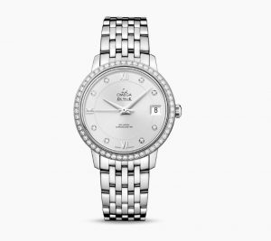 The fine copy Omega De Ville 424.15.33.20.52.001 watches are made from white gold.