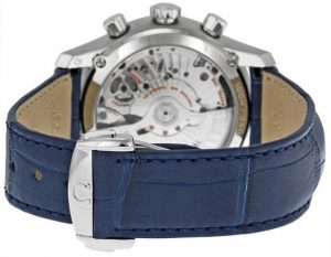 The comfortable replica Omega De Ville 431.13.42.51.03.001 watches have blue leather straps.