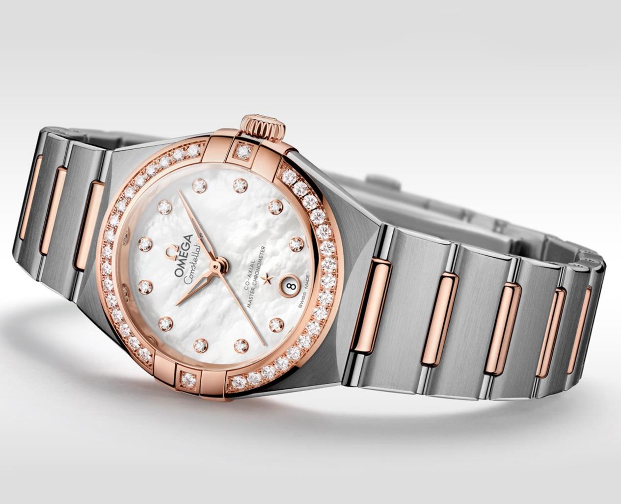 The luxury fake watch is decorated with diamonds.